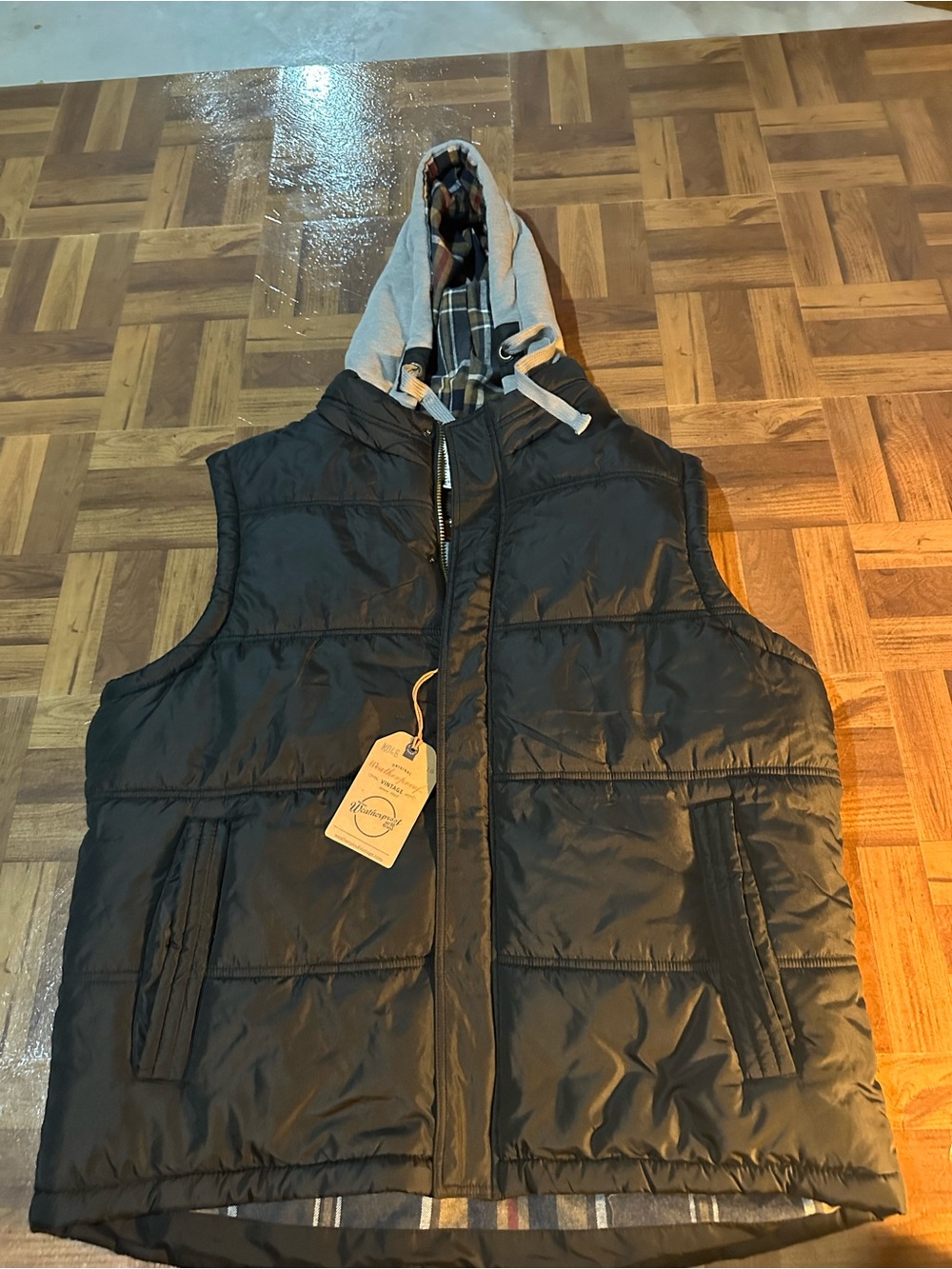 Weatherproof Black Quilted Hooded Puffer Vest
